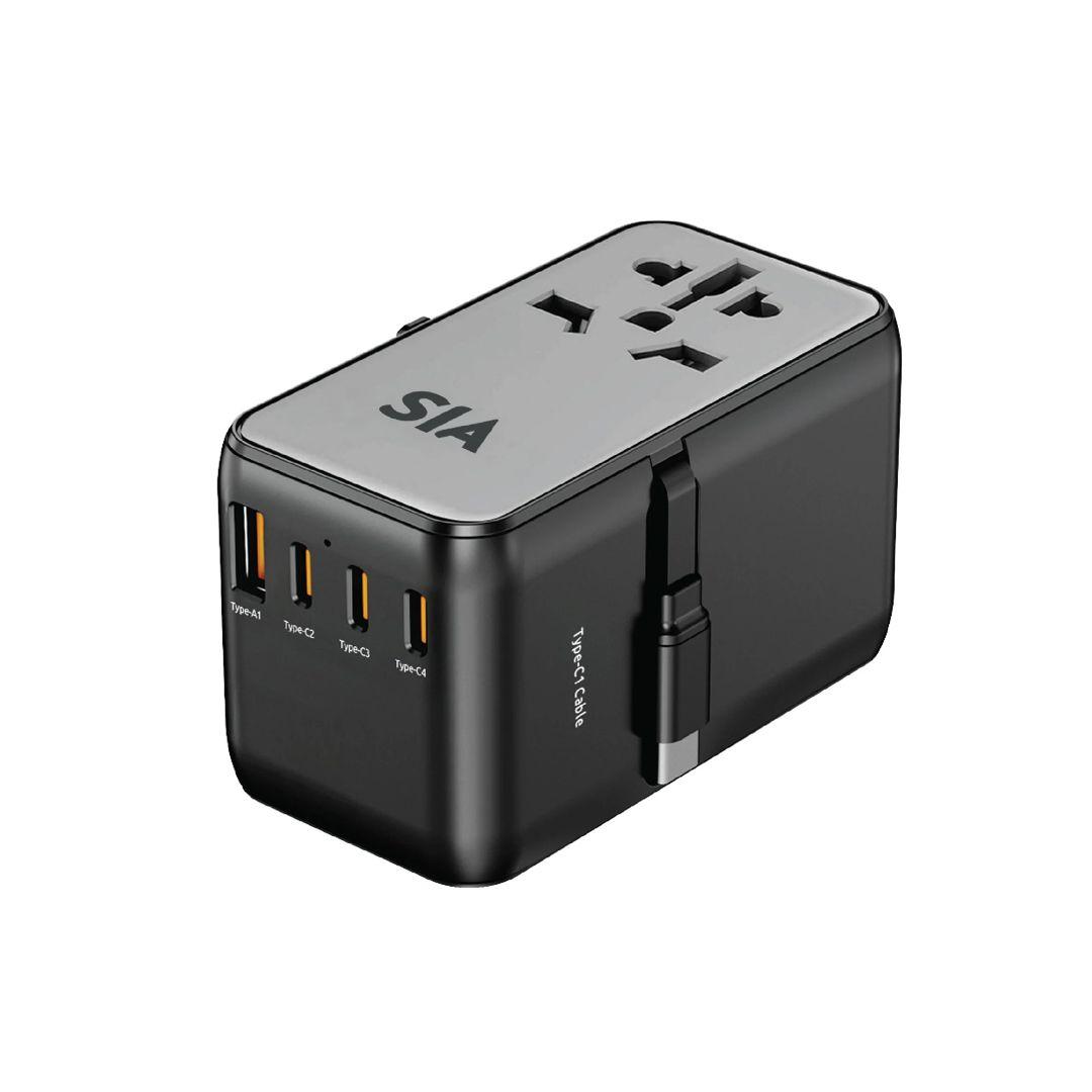 شاحن ومحول سفر من SIA قدرة ‎85 واط مزود ب 3 منافذ USB-C و منفذ USB-A