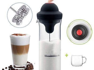 Electric Milk Frother, Battery Operated Handheld Electric Frother, Perfect for Coffee with Milk and Chocolate, Transparent