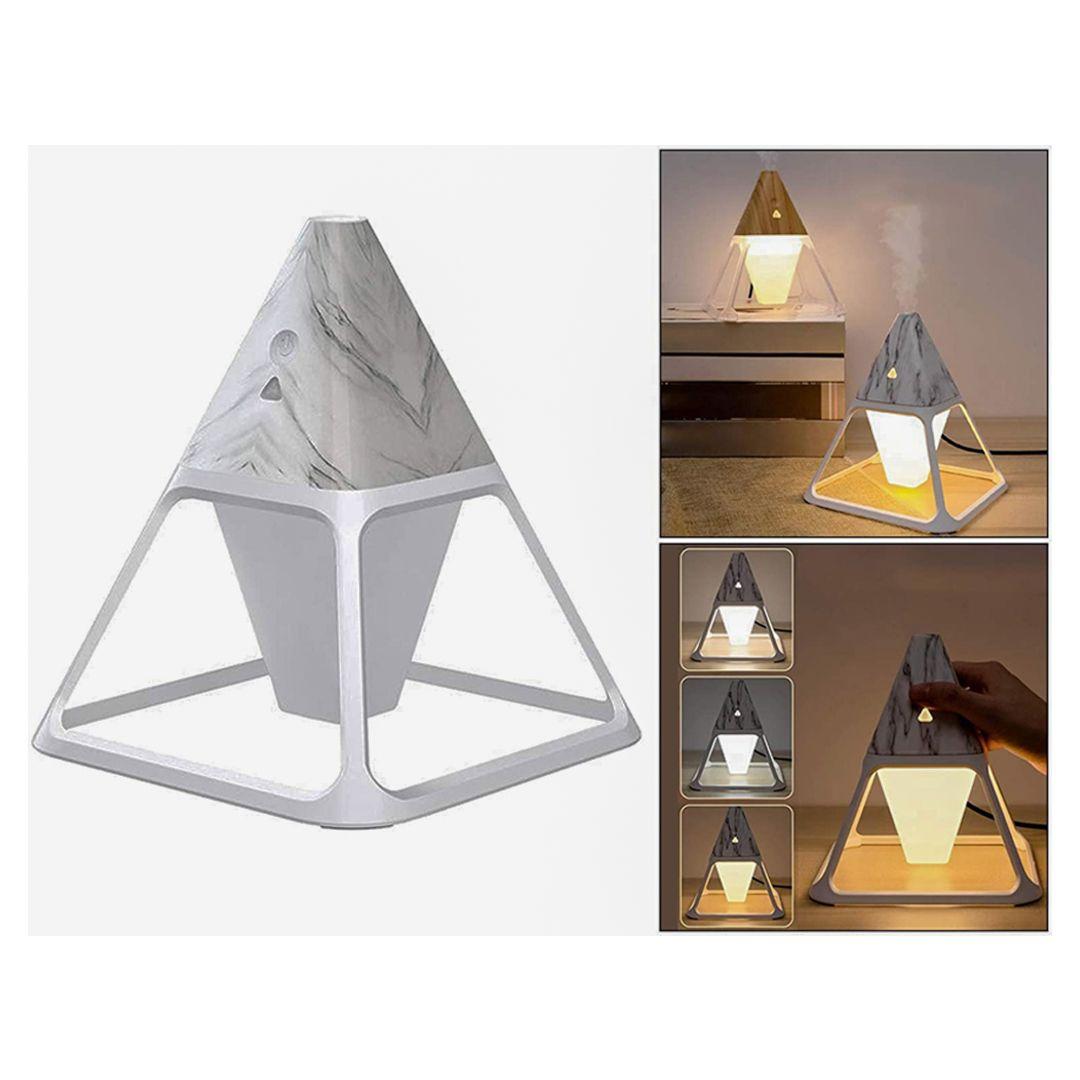 مرطب ومنقي الهواء على شكل هرم مع اضاءة LED وقابل للشحن من خلال USB