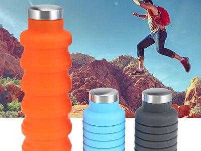 500ml Portable Silicone Water Bottle Retractable Foldable Bottle