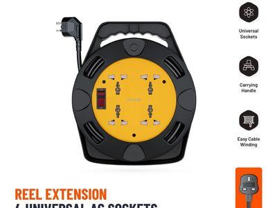 Porodo 4AC Extension Cable Reel with UK Plug (10m Wire)