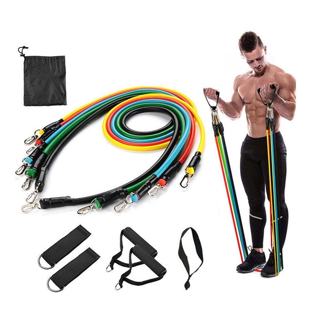 مجموعة حبال مقاومة مطاطية Power Resistance Bands للتمارين وتدريبات الشدّ واليوجا والبيلاتس  واللياقة البدنية