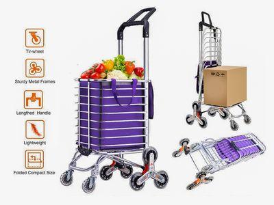 Folding Shopping Cart with 8 Wheels Stair Climbing Cart Shopping Trolley