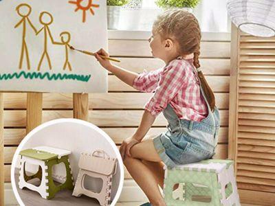 Thick Plastic Stool Hand Folding Pattern Children's Stool Lightweight Large Size Household Bamboo Weaving Stool