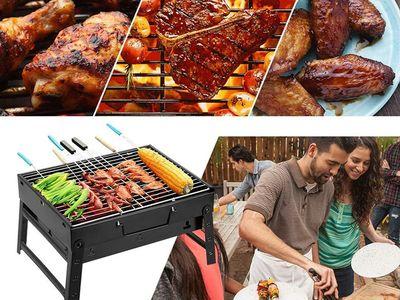 Portable Barbecue Small Foldable Household Table Charcoal Barbecue with Stainless Steel Grill