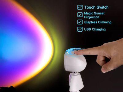 USB 360°sunset Projector Lamp Robot Led Projector Night Lights Rainbow Sunset Red Selfie Light