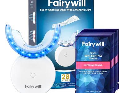 FAIRYWILL Rechargeable Teeth Whitening Kit with Teeth Whitening Strips