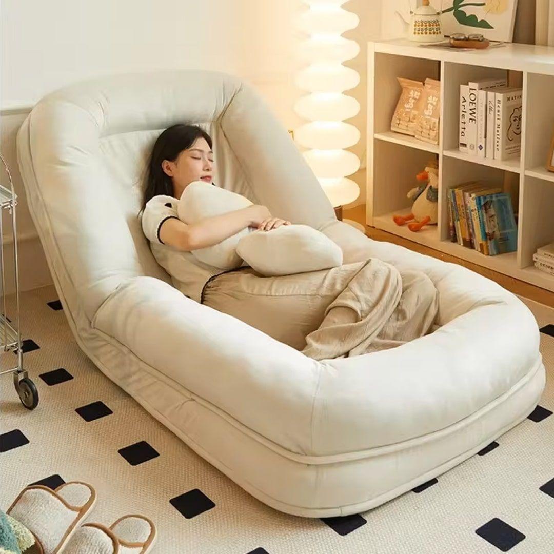 2x1 Five-level Adjustable Chair and Bed with Two Detachable Pillows 