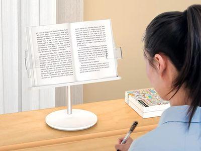 Adjustable Height Book Stand with Clip-On Non-Slip Base