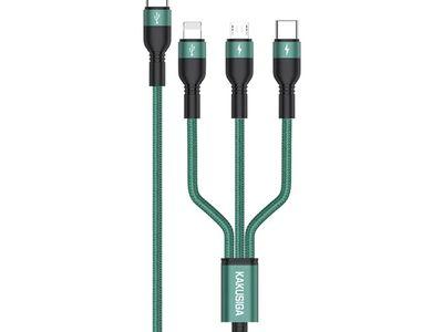 KAKUSIGA Type-C to Lightning+Type-C+Micro Fast Charging Cable 1m