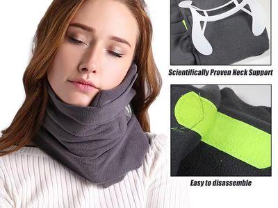 Soft Fleece Travel Neck Scarf Acts as a Supportive Pillow for Sleeping Comfortably