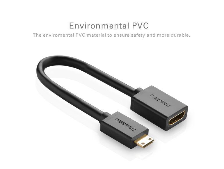 UGREEN (20137) Mini HDMI Male to HDMI Female Adapter Cable 22cm (Black)