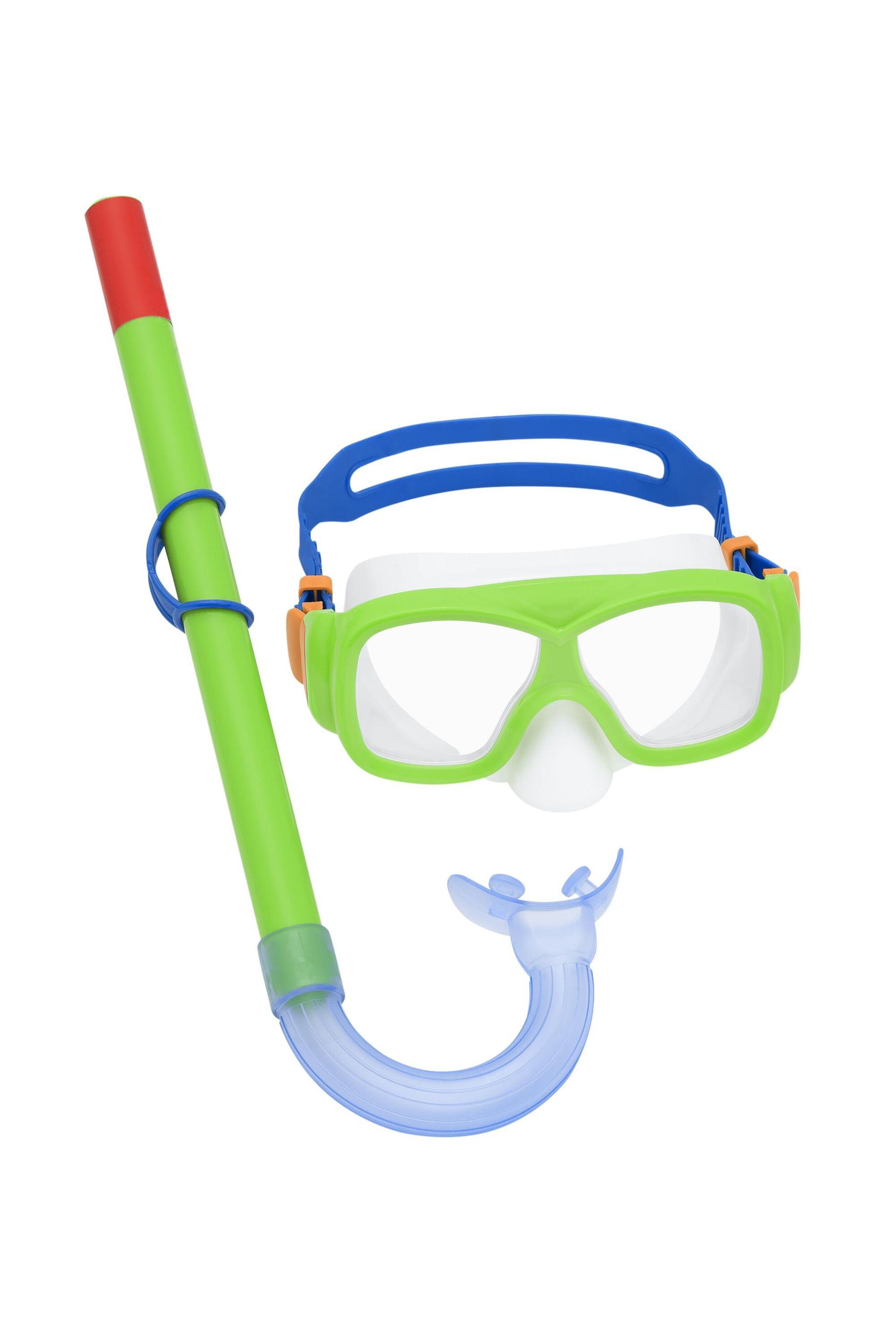 BESTWAY 25019 EXPLORA ESSENTIAL SNORKEL SET (Contents:One mask, one snorkel and one pair of fins, 2 assorted colors, Fin Size: US(5-8); EUR (37-41)) Age 7+ #25019