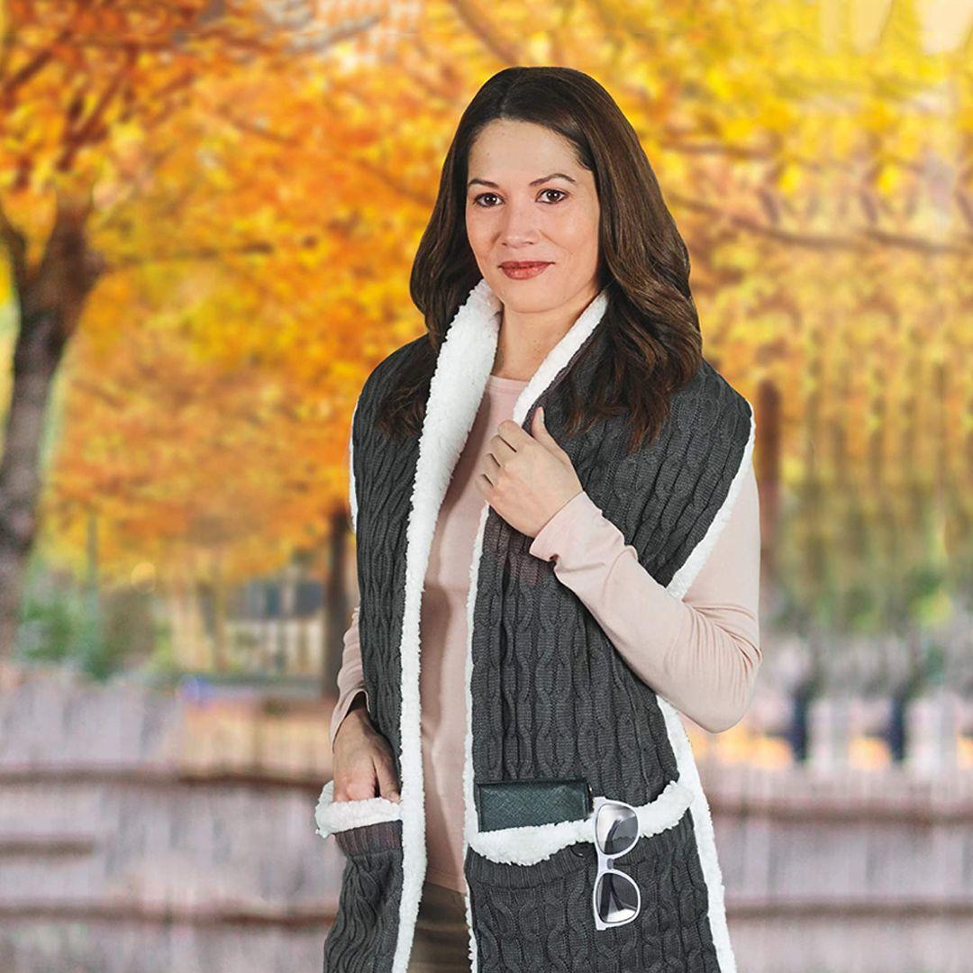 وشاح Huggle Scarf وشاح البطانية القطيفة فائق النعومة حجم كبير وجذاب للاستمتاع بالدفئ والاسترخاء