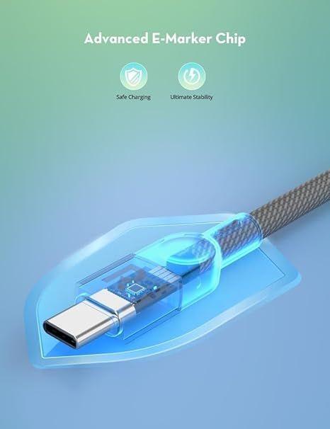 كابل Ravpower شحن سريع USB-C مغناطيسي بتصميم مضفر بقدرة 60 وات