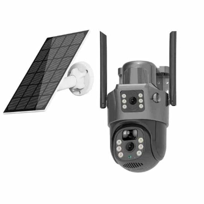 Power Pixel 8MP 4G Dual Lens 4K PTZ IP SIM Camera with 12000mAh Solar Panel