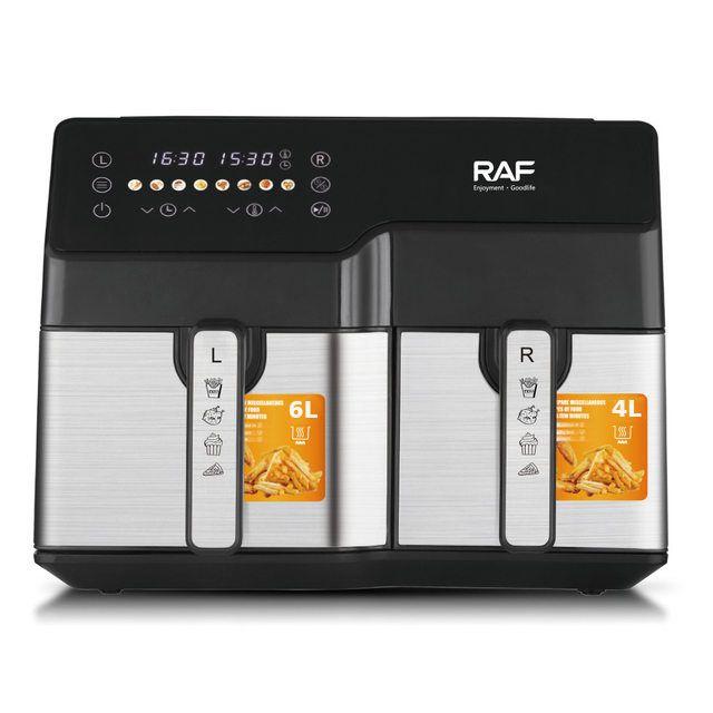 مقلاة هوائية رقمية RAF بسعة 5.5 لتر + 3.5 لتر مع سلتين، مزودة بنظام طهي ثنائي وشاشة LCD