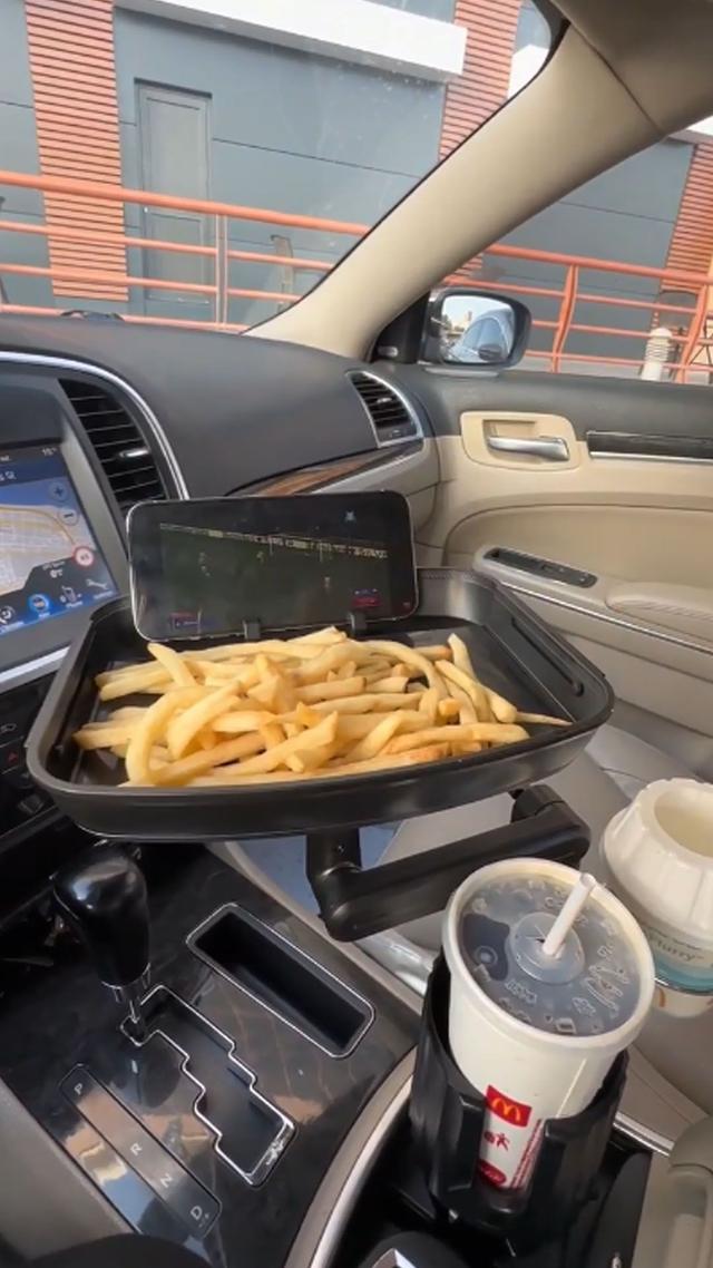 Car Cup Holder - Food Tray - carry two cups - a place to install the phone