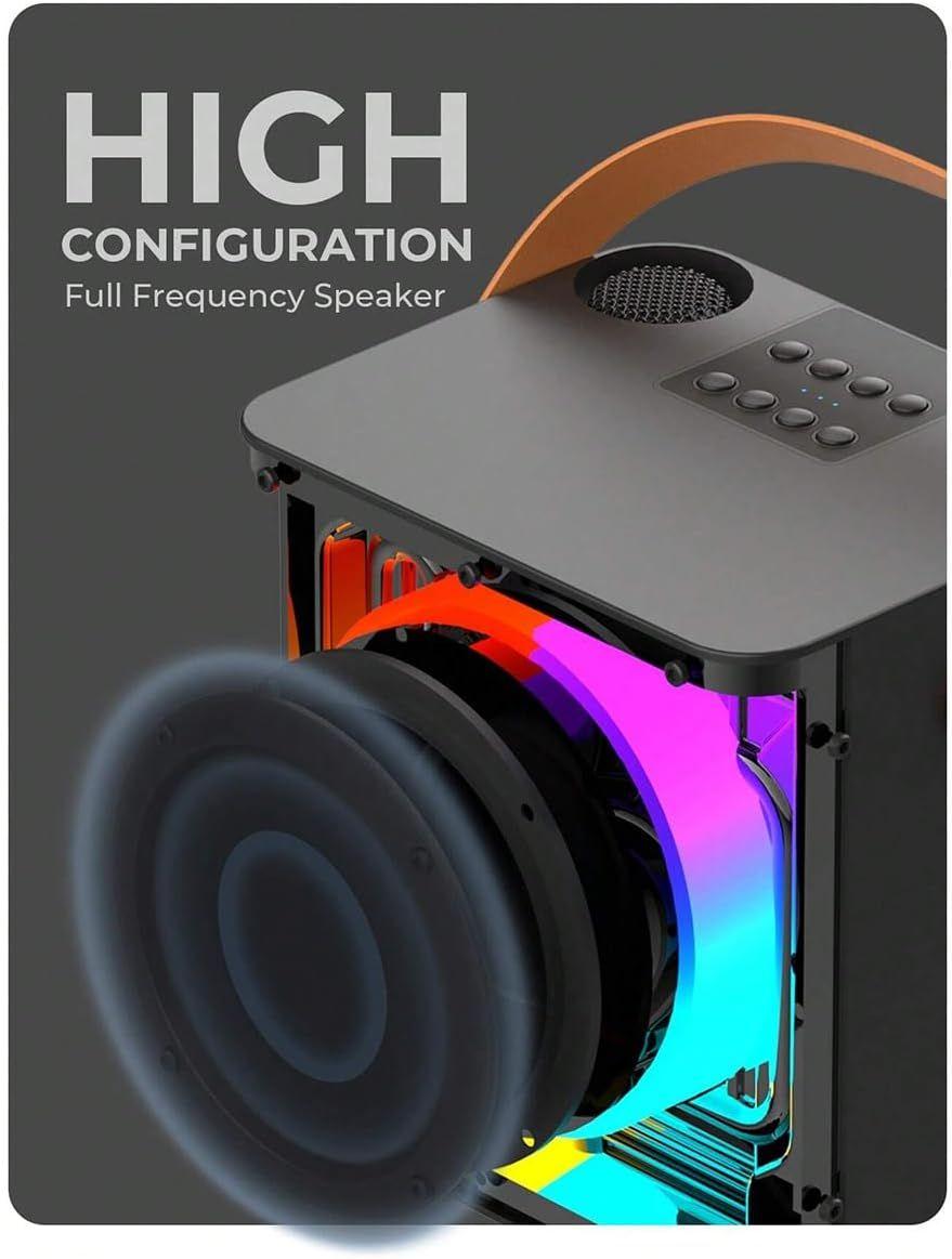 HAVIT مكبر صوت كاريوكي صغير مع ميكروفون وإضاءة RGB - أسود