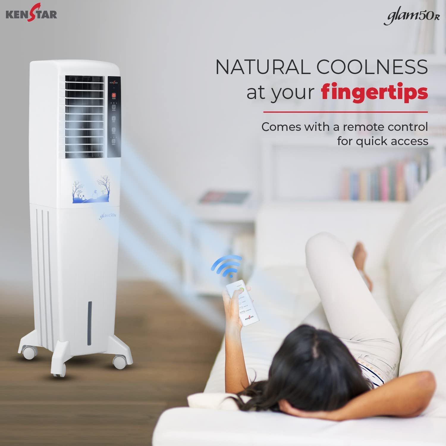 Kenstar GLAM HC 50 air cooler with remote control and powerful cooling with a flow rate of 1150 m³/h