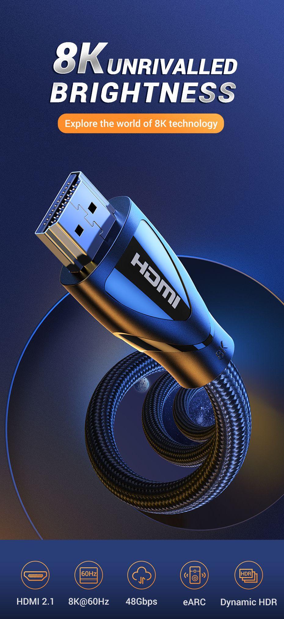 كابل HDMI A M/M من UGREEN مع سلك مضفر بطول 1.5 و 2 متر HD140 