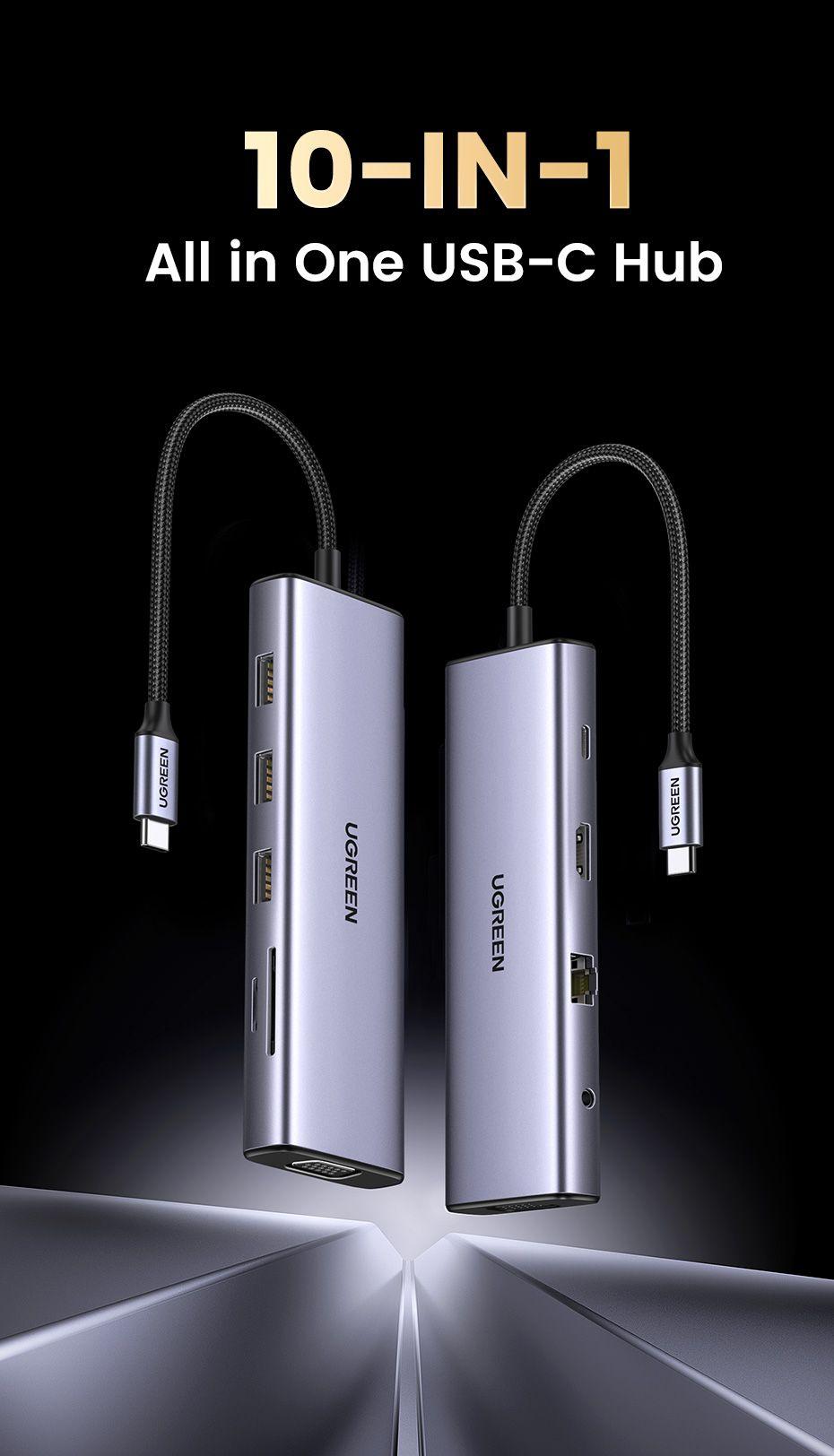 محول يو جرين USB-C متعدد الاستخدامات 10 في 1 - 15 سم