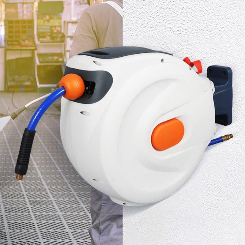 Crevoct Retractable Garden Hose Reel, Automatic Wall-Mounted Hose Reel with Spray Nozzle