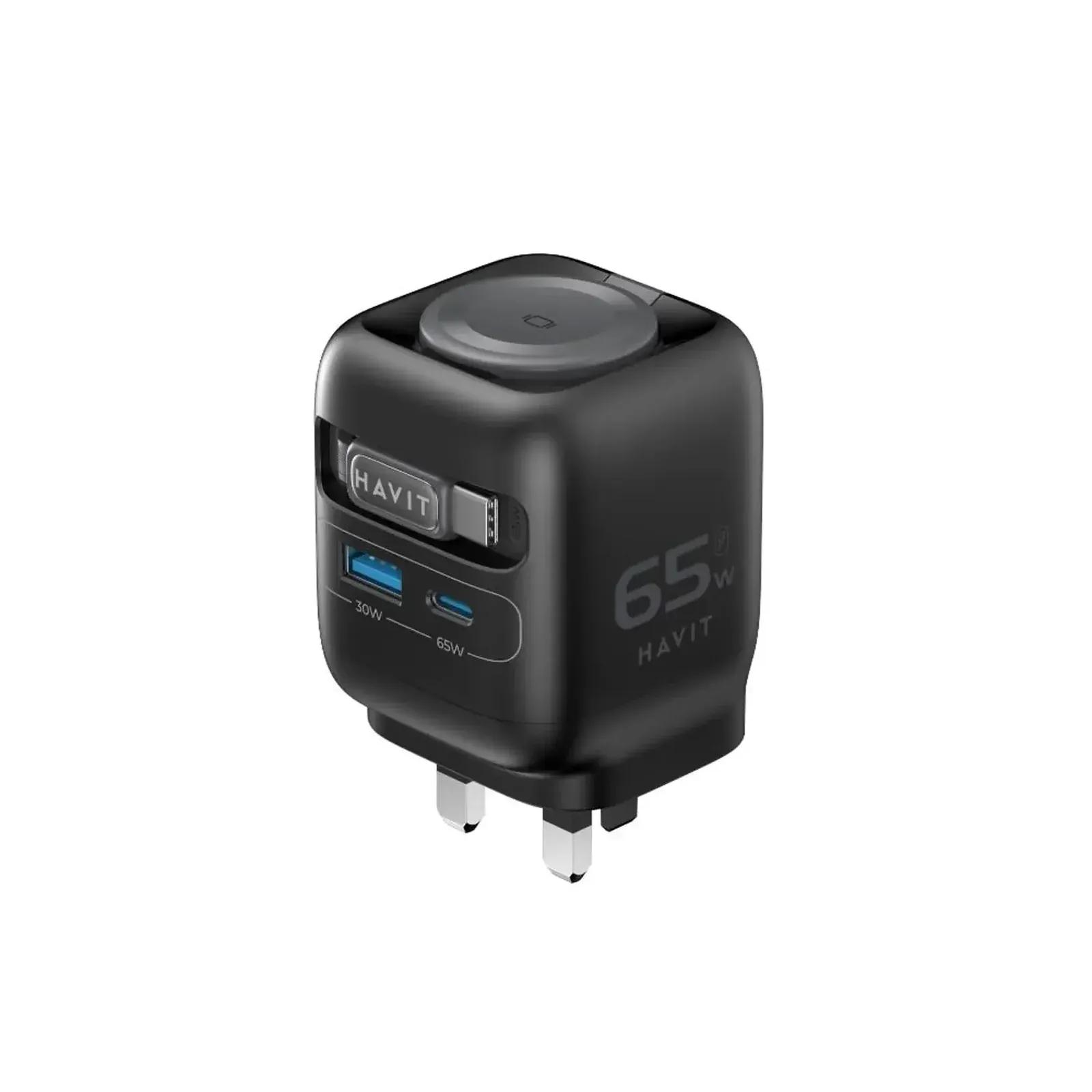 شاحن حائط سريع HAVIT UC252-A 65W GaN مع كيبل Type-C مدمج