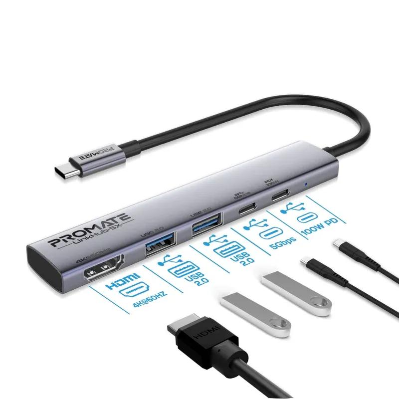 موزع USB-C عالي السرعة متعدد الوظائف بدقة 4K@60Hz مع توصيل طاقة 100 وات