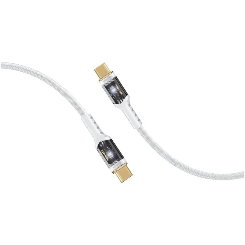 كابل USB-C فائق السرعة بقوة 100 واط مع أغلفة شفافة