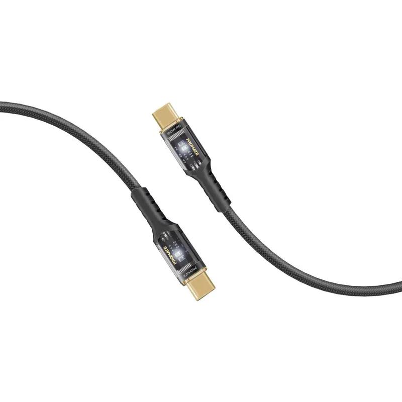 كابل USB-C فائق السرعة بقوة 100 واط مع أغلفة شفافة