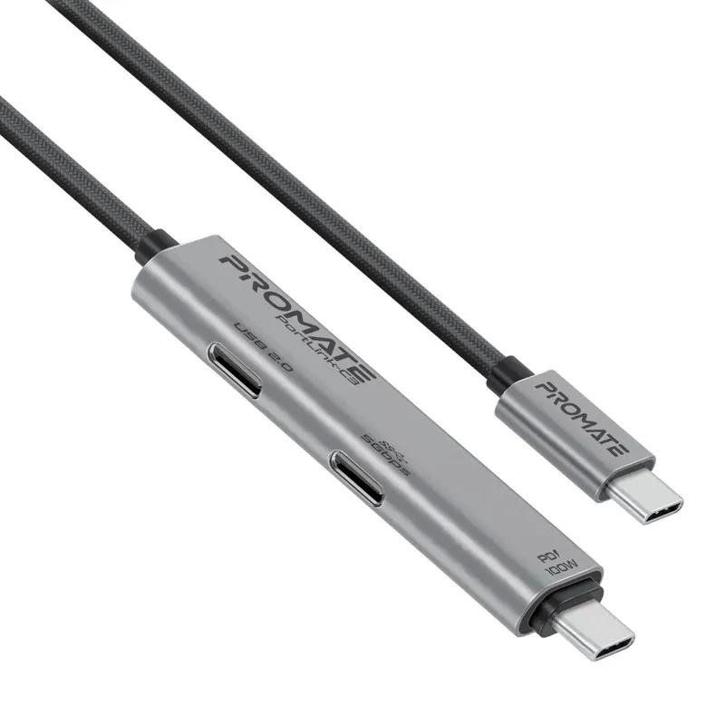 كابل بيانات وشحن بمنفذ USB-C مزدوج بقوة 100 وات