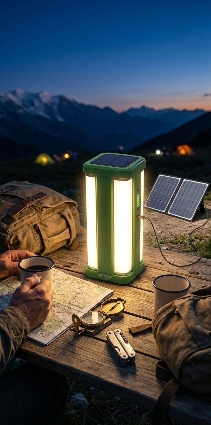 كشاف LED محمول من Akova يعمل بالطاقة الشمسية وقابل لإعادة الشحن