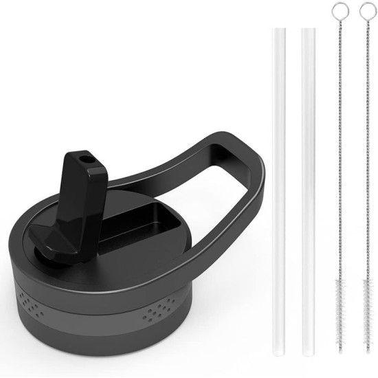 Buzio Upgraded Straw Lid with Straw and Brush + Buzio Universal Straw Lid with Straw and Brush + Buzio Standard Replacement Straw Lid with Straw and Brush