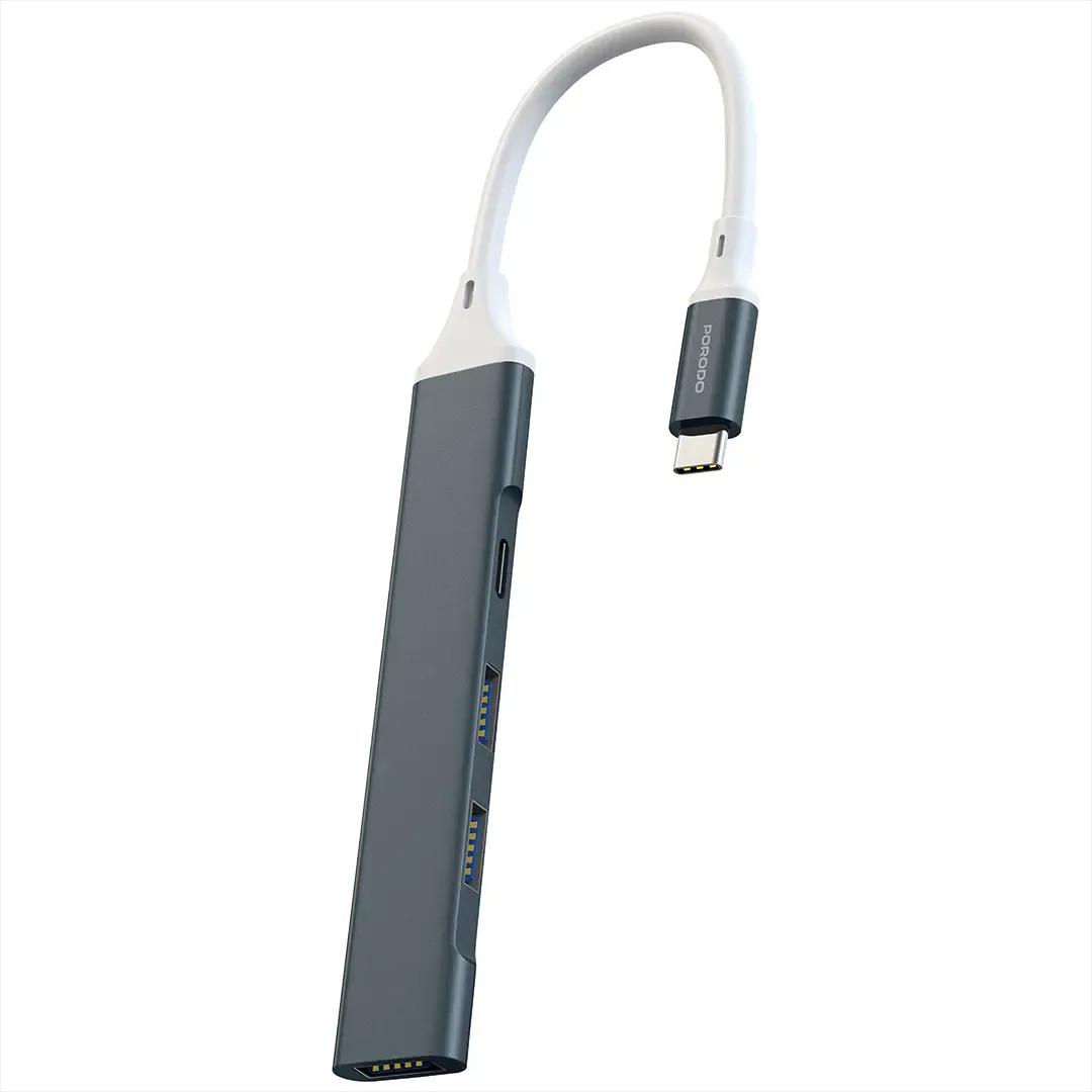 محور USB-C متعدد المنافذ من بورودو مع نقل بيانات 5 جيجابت في الثانية - رمادي