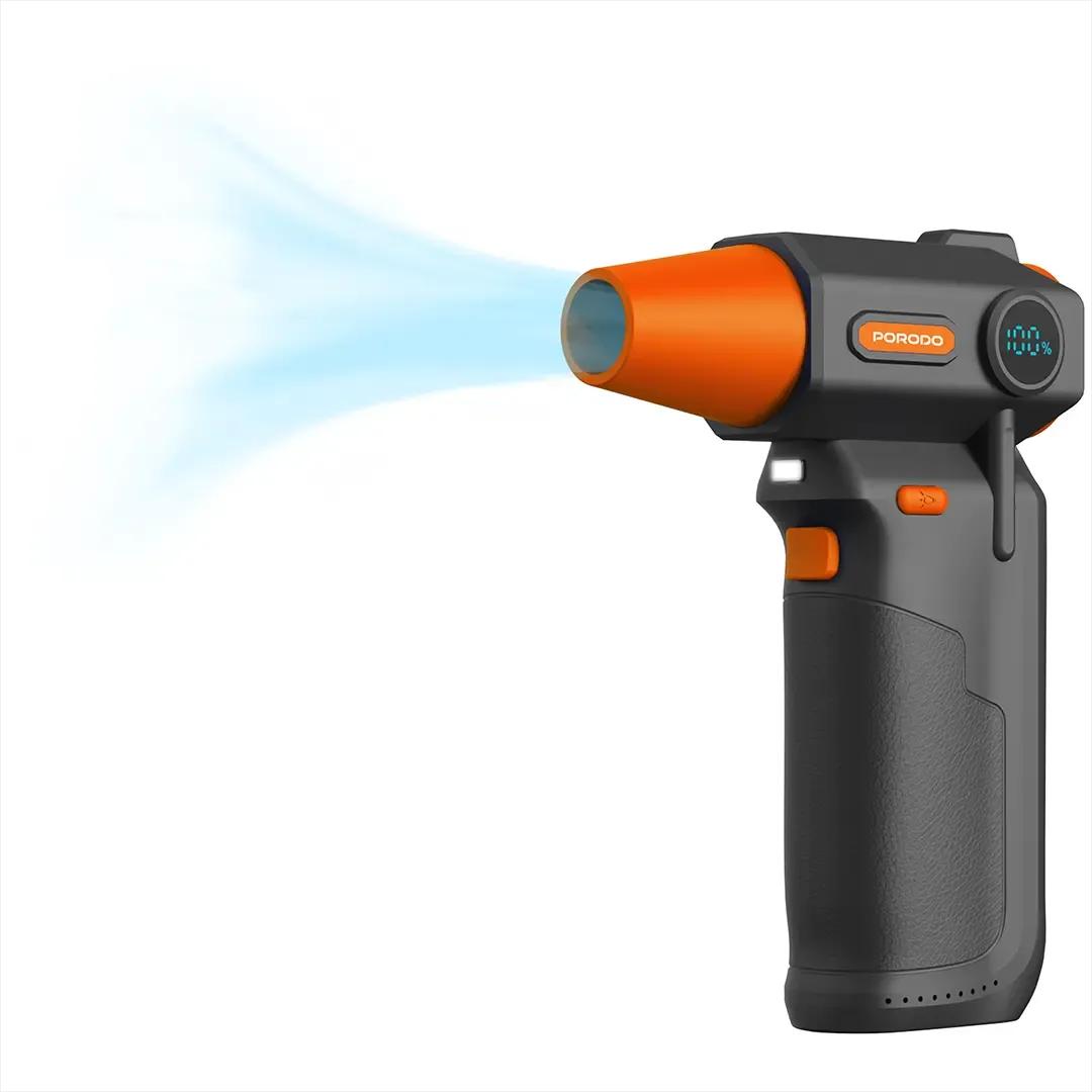 Porodo PDTBYMG826BK Cordless Turbo Air Duster with LED Work Light and two 3000mAh batteries