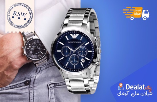 Save 53% & Get Emporio Armani Classic Men'S Blue Dial Stainless Steel Band Watch  Ar2448 From RSW | Dealatcity | Great Offers, Deals up to 70% in kuwait