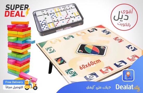 Uno Table + Dominoes + Wood Stackers - DealatCity Store