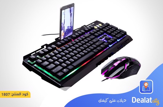 Phone Holder Wired Keyboard Mouse Gaming Set - DealatCity Store