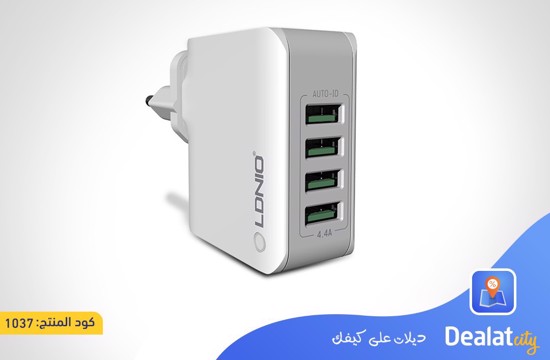 Ldnio A4403 4.4A 4 Port Auto Id Travel Charger - DealatCity Store	