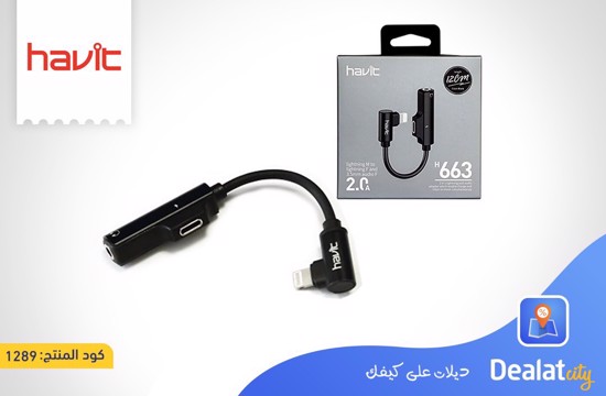 Havit H663 lightning Male to lightning Female and 3.5mm audio cable adapter - DealatCity Store	