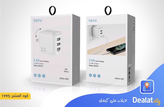 TOTU Sharp Series 2.4A Three USB Travel Charger - DealatCity Store