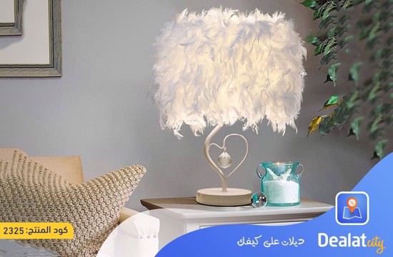White Feather Shade Table Lamp - DealatCity Store  