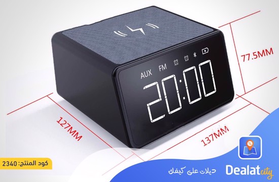 Bluetooth Speaker Digital Alarm Clock, Induction QI Wireless Charging - DealatCity Store