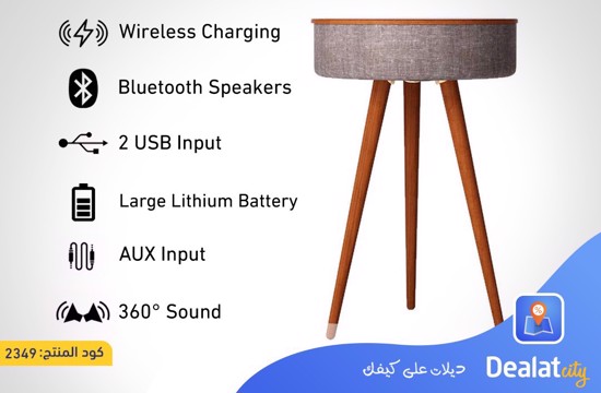 Smart Table with 360° Bluetooth Speaker & Wireless Qi Charger - DealatCity Store
