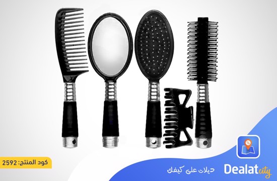 Hair Brush Set with Comb, Claw Clip & Mirror 5pc Set - DealatCity Store