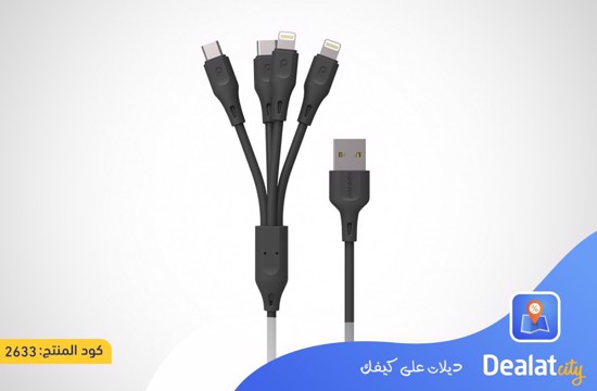 Porodo 4 in1 USB Cable Lightning / Type-C / Micro Durable Fast Charge and Data Cable  - DealatCity Store