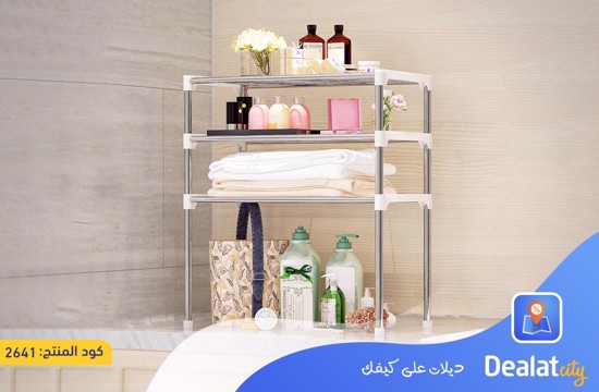 Multifunctional Double Layer Stainless Telescope Framework Microwave Storage Rack - DealatCity Store