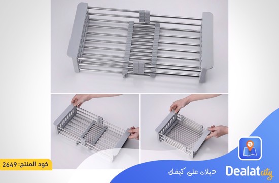 Stainless Adjustable Dish Rack Over The Sink Extended Dish Drainer - DealatCity Store