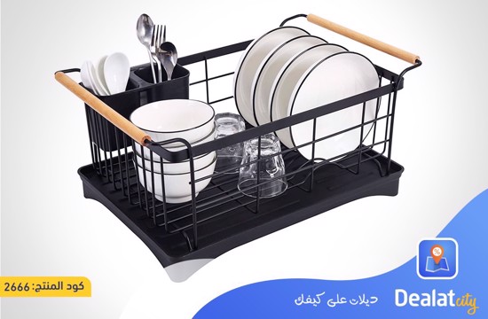 Modern Wood Handle Dish Racks Dish Drying Rack Tray Cutlery Dish Drainer - DealatCity Store